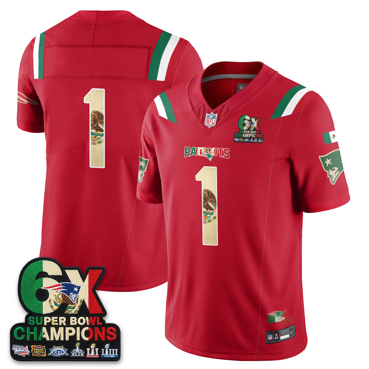 New England Patriots Mexico Edition Vapor Jersey - Stitched