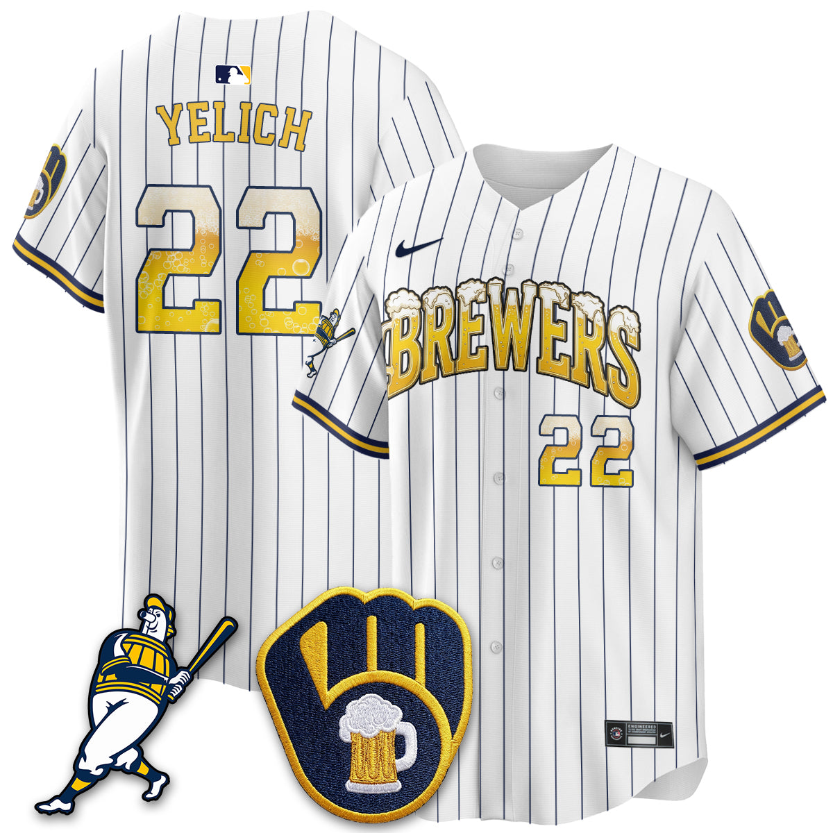 Milwaukee Brewers "Pitcher & Pint" Edition Vapor Limited Jersey - Stitched