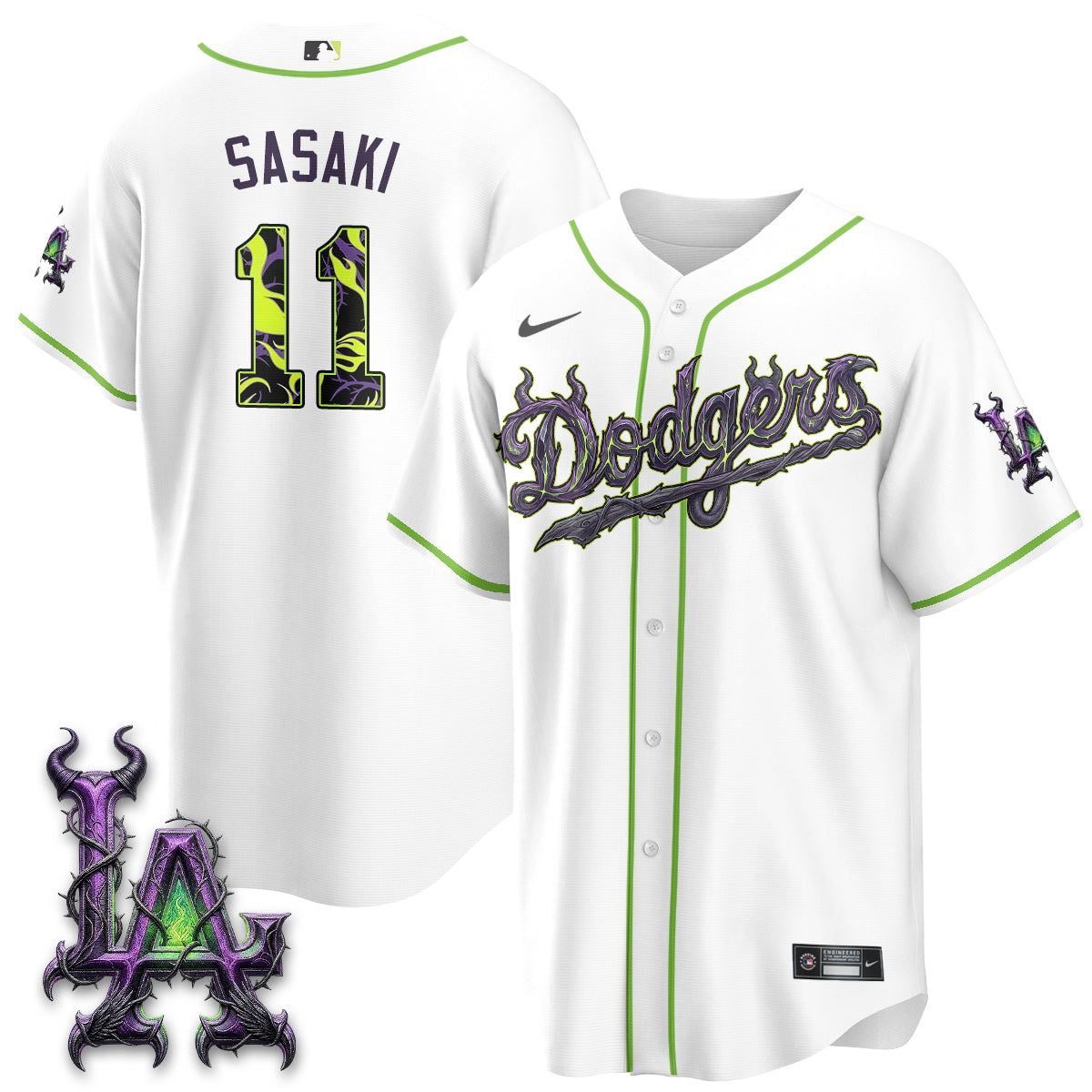 Los Angeles Dodgers Villains Halloween - Horned Queen Vapor Jersey- Stitched