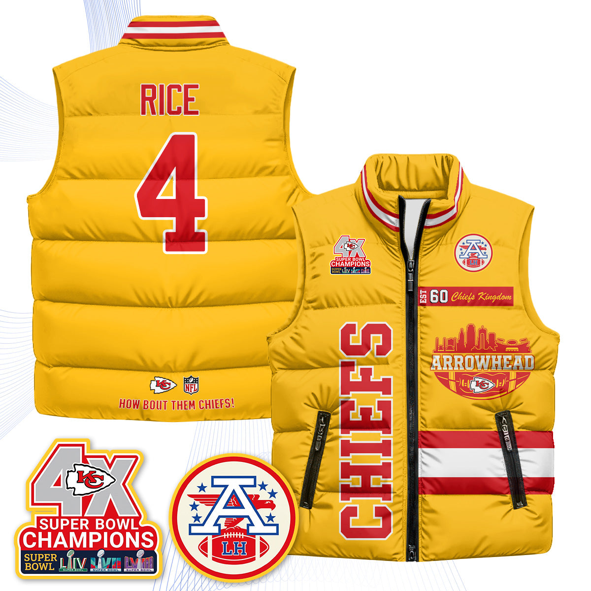 KC Arrowhead Puffer Vest - Printed