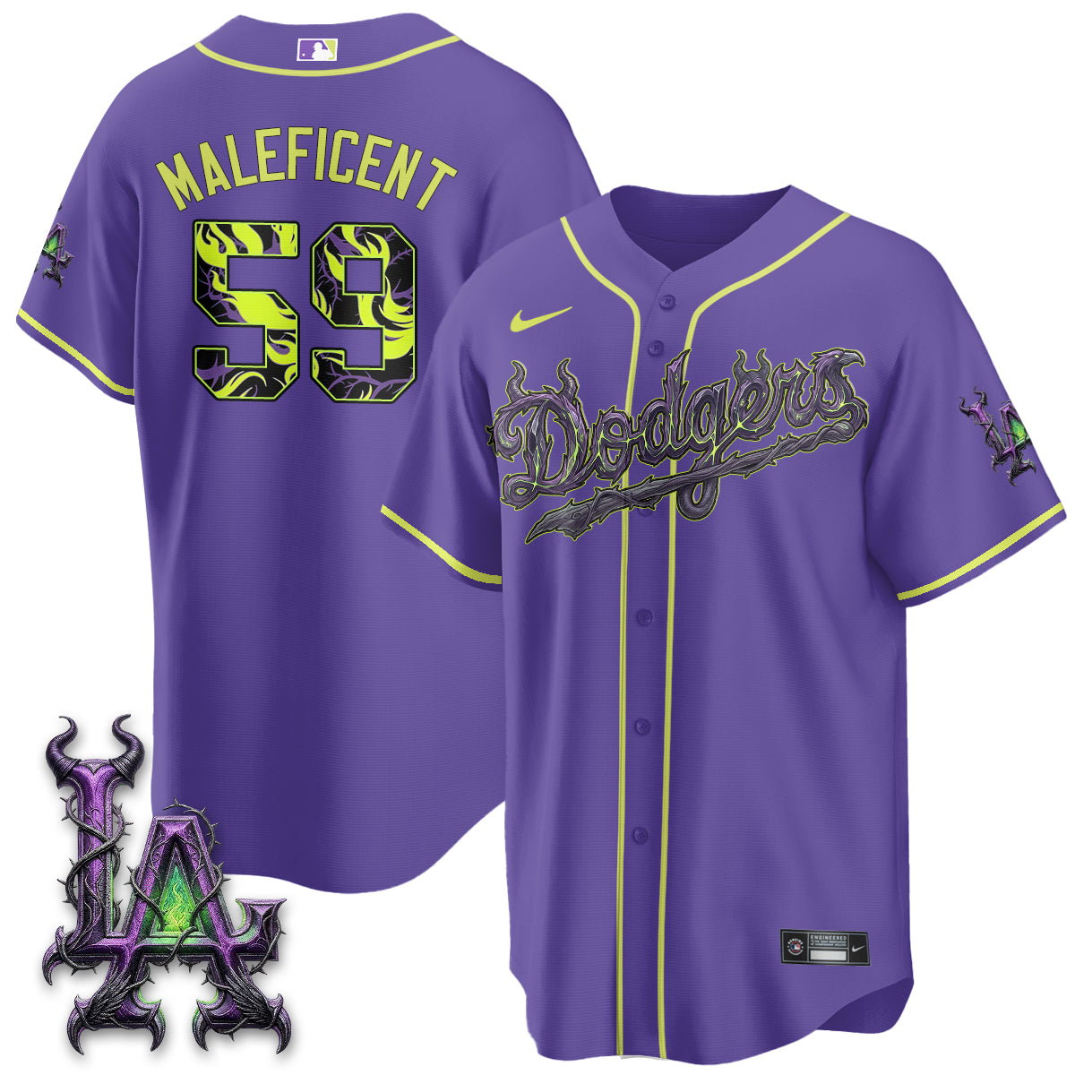 Los Angeles Dodgers Villains Halloween - Horned Queen Vapor Jersey- Stitched