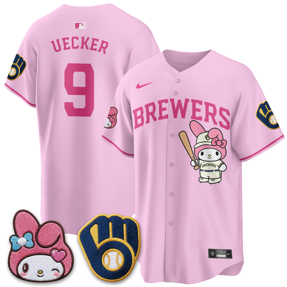 Milwaukee Brewers x Pink Sanrio Friend Edition Vapor Jersey - Stitched