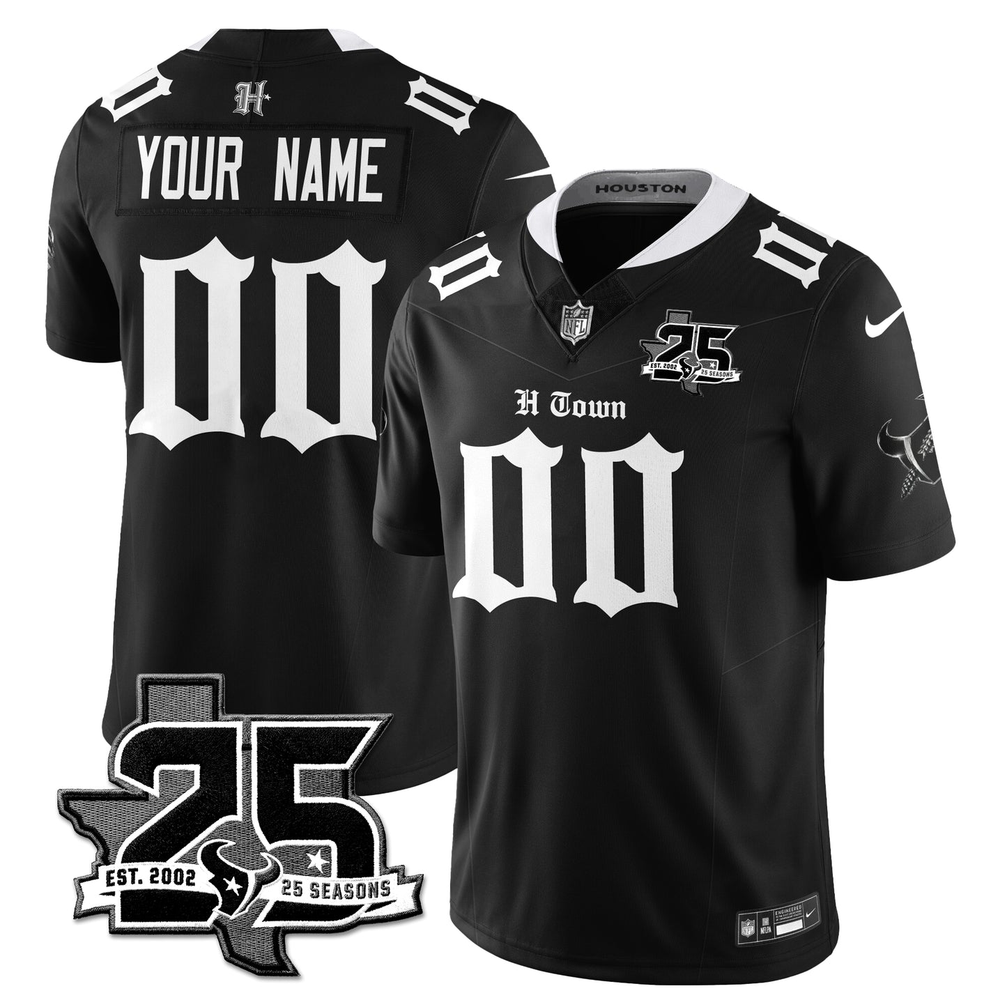 HOU 25th Seasons in 2026 Gothic Vapor Gold Edition Custom Limited Jersey - All Stitched