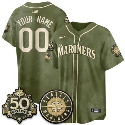 SEA New Era Olive 2026 Armed Forces Day Custom Jersey - All Stitched