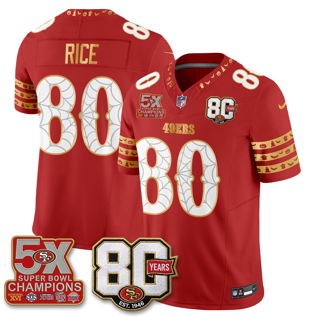 San Francisco 49ers Spooky Edition Vapor Jersey - Stitched