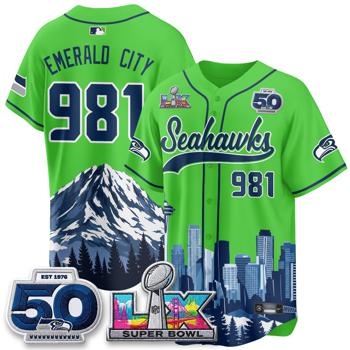 Seattle Seahawks City Edition Vapor Baseball Jersey - Stitch