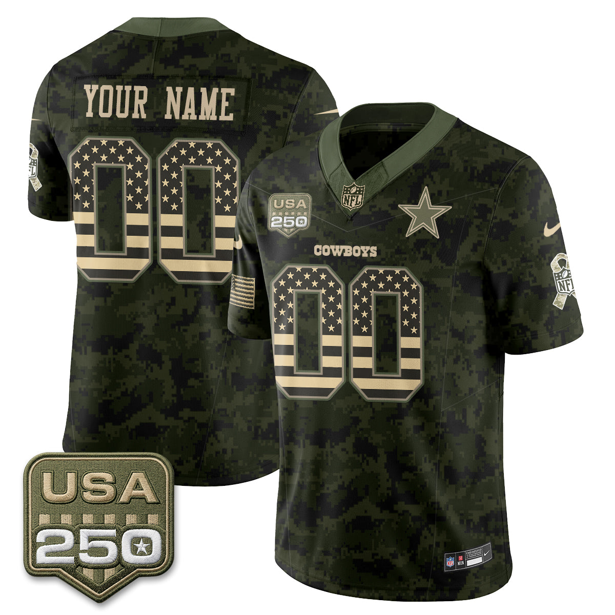 DAL 2026 Salute to Service Edition Vapor Custom Jersey - Stitched