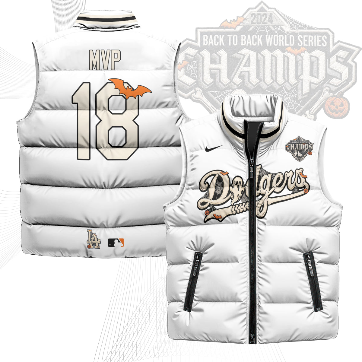 Los Angeles Dodgers Halloween 2026 Unisex Puffer Vest - Printed