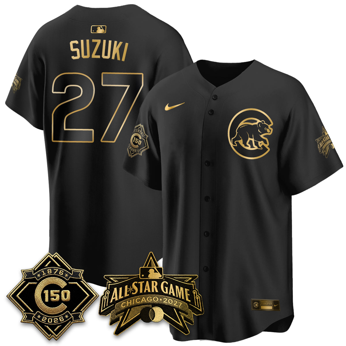 Chicago Cubs 2027 All Star Game Gold Edition Vapor Jersey - Stitched