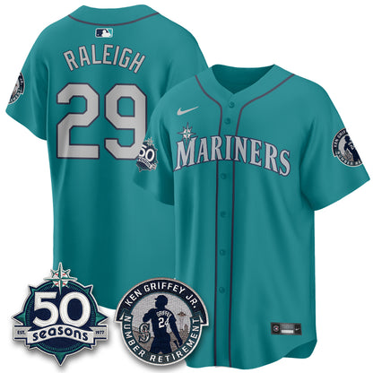 SEA Ken Griffey Jr. Patch Vapor Premier Limited Jersey - All Stitched