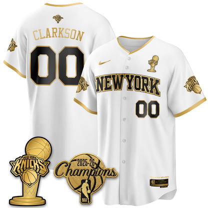 NYK 2026 NBA Champions Vapor Black Gold Jersey - Stitched