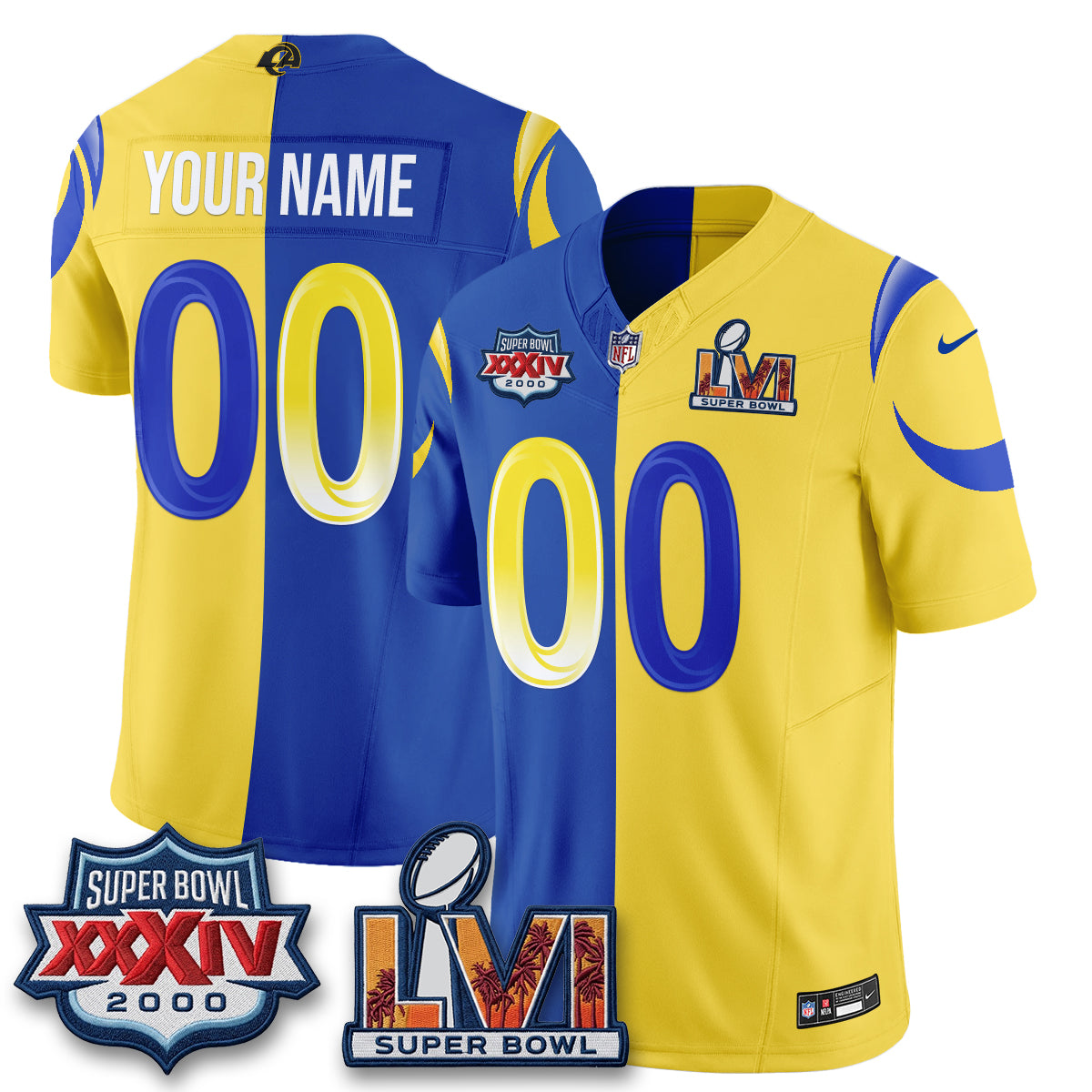 Los Angeles Rams Rivalries Split Vapor Custom Jersey - Stitched