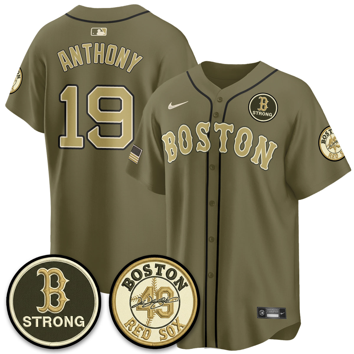 BOS New Era Olive 2026 Armed Forces Day Jersey - All Stitched