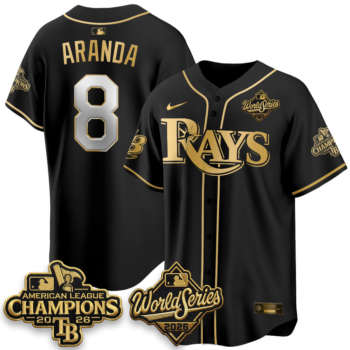 TB 2026 AL Champions Black Gold Edition Vapor Jersey V2- Stitched