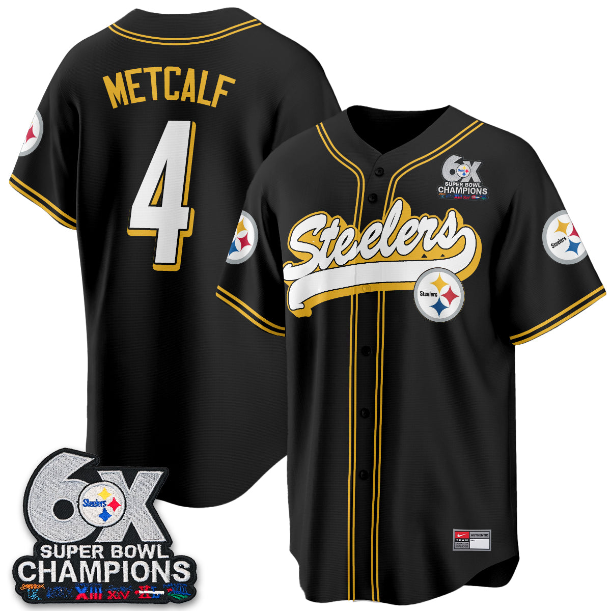 Pittsburgh Steelers 6x SBowl Baseball Vapor Jersey - Stitched