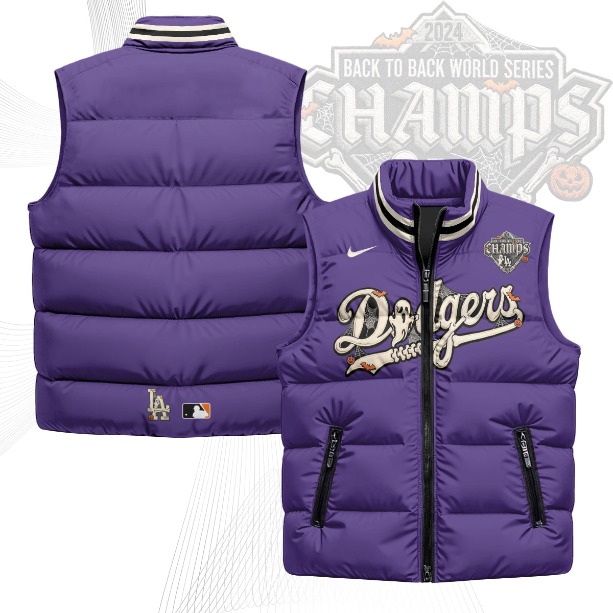 Los Angeles Dodgers Halloween 2026 Unisex Puffer Vest - Printed