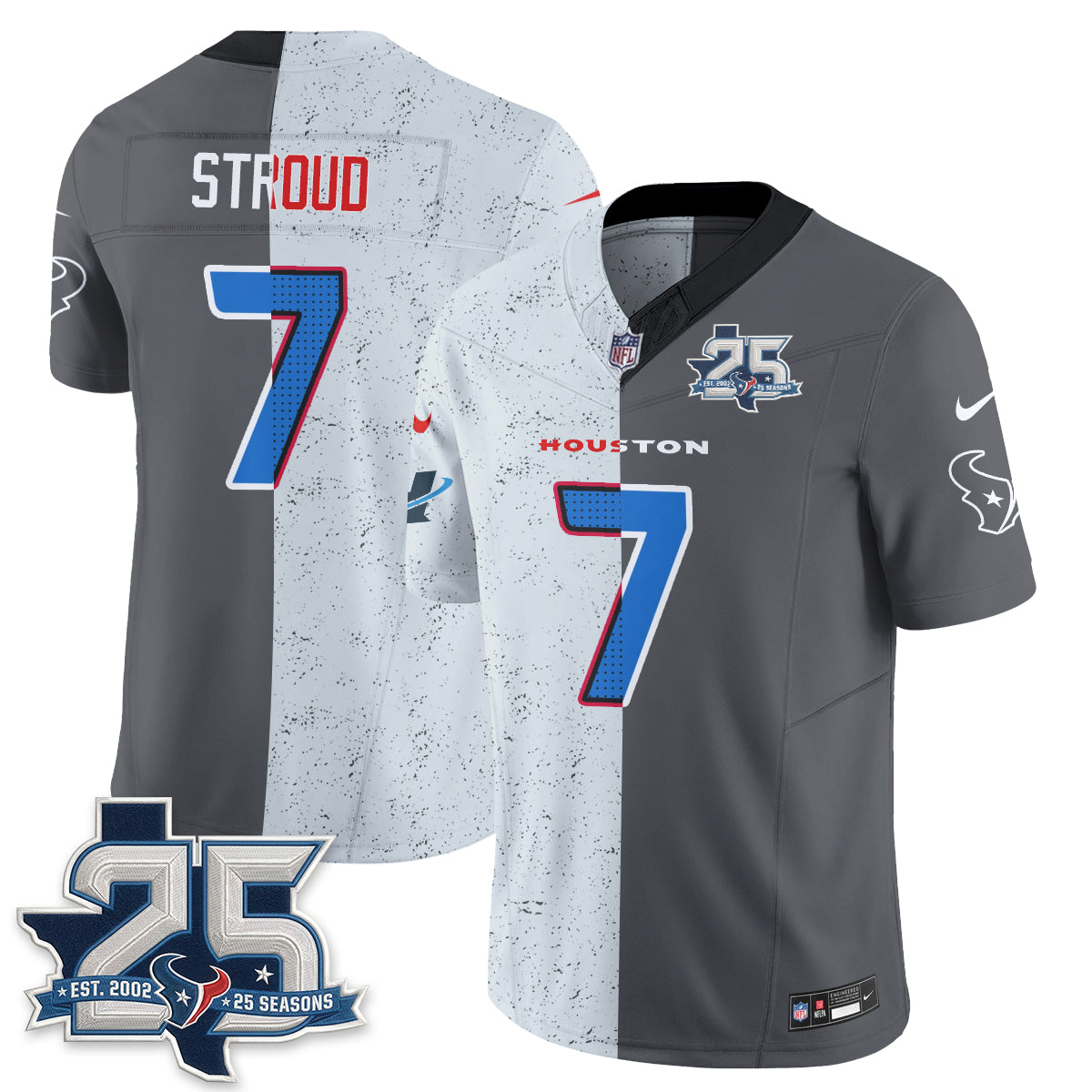 HOU Fan Gear Split Vapor Jersey - Stitched