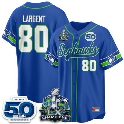 Seattle Seahawks SB LX Champs Vapor Baseball Jersey - Stitch