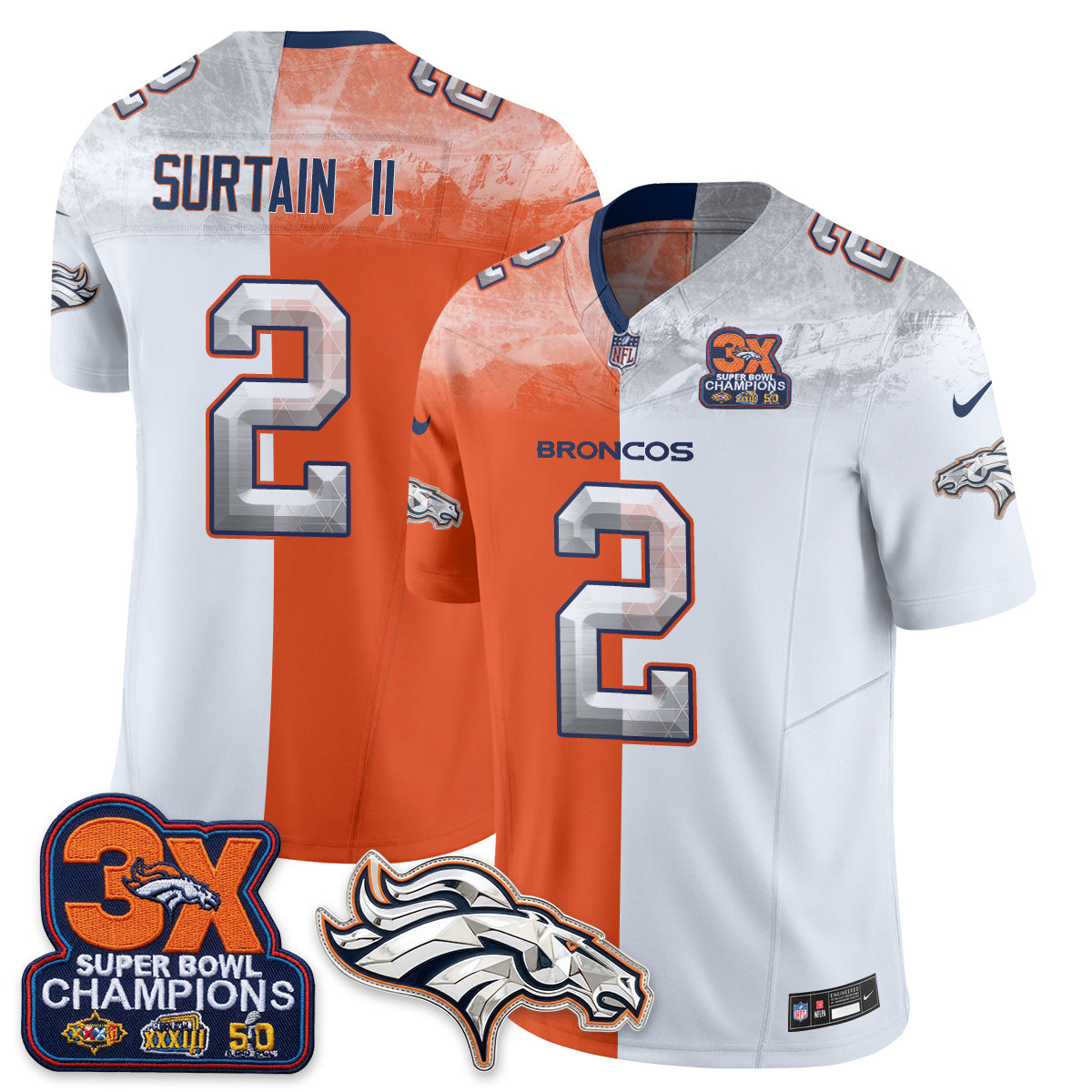 Denver Broncos Mile High Split Edition Vapor Jersey - Stitched