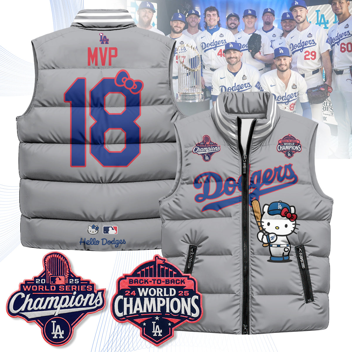 Los Angeles Dodgers Meow KT Edition Unisex Puffer Vest - Printed