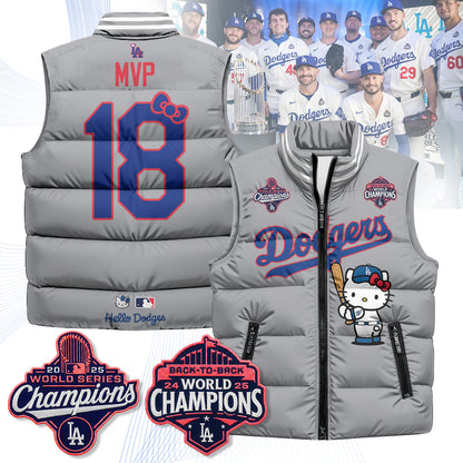 Los Angeles Dodgers Meow KT Edition Unisex Puffer Vest - Printed