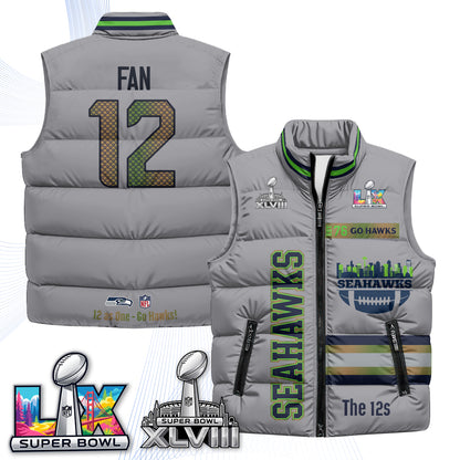 Seattle Seahawks "Go Hawks" Edition Puffer Vest - Printed