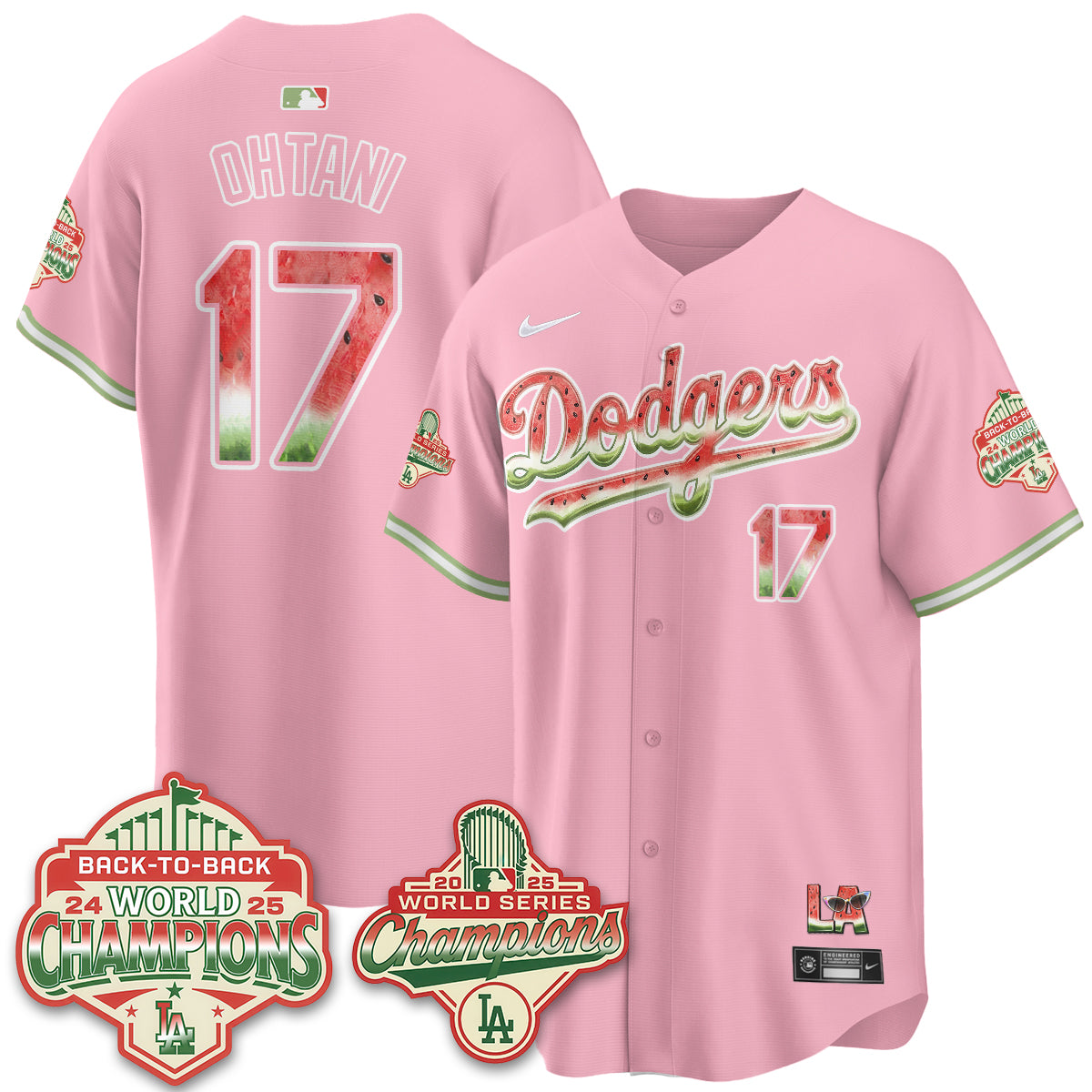 Los Angeles Dodgers National Watermelon Day Vapor Jersey - Stitched