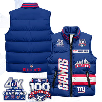 NYG 4X Champs S.Bowl Puffer Vest - Printed