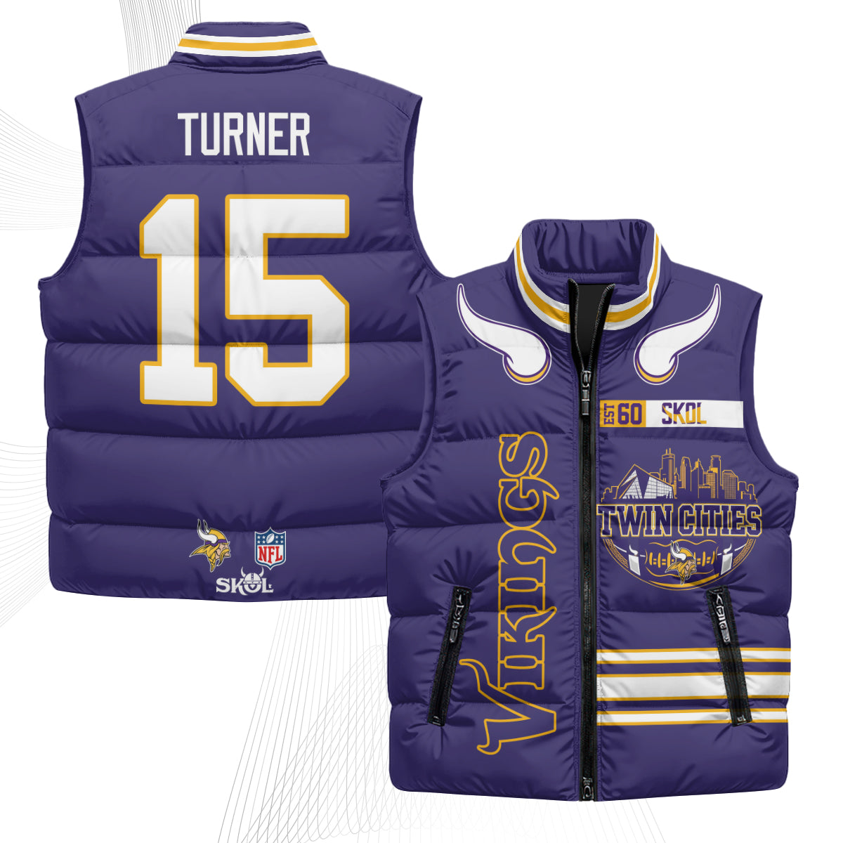 Minnesota Vikings Twin City Puffer Vest - Printed
