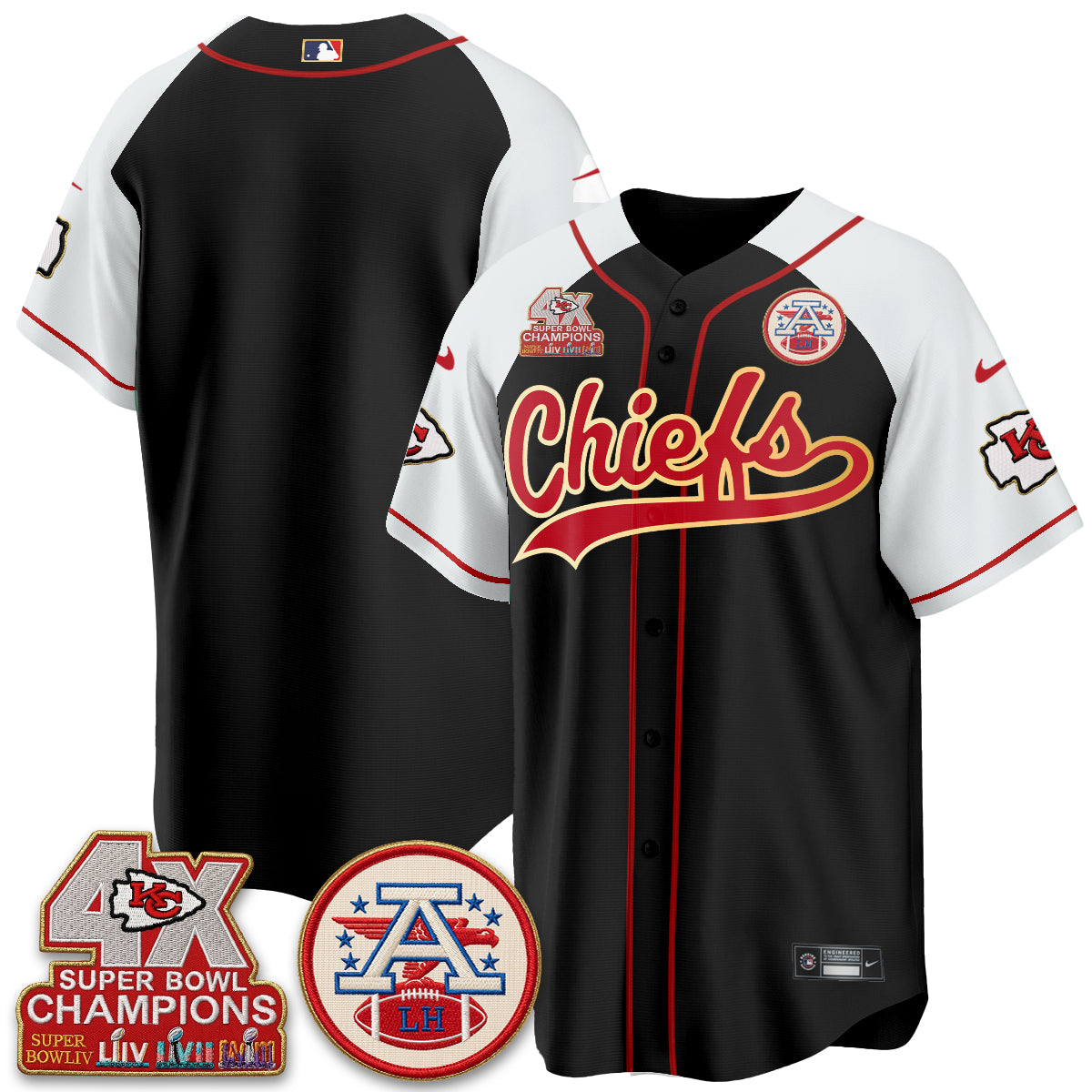 KC 4X Champs Gold Trim Edition Vapor Baseball Jersey - Stitched