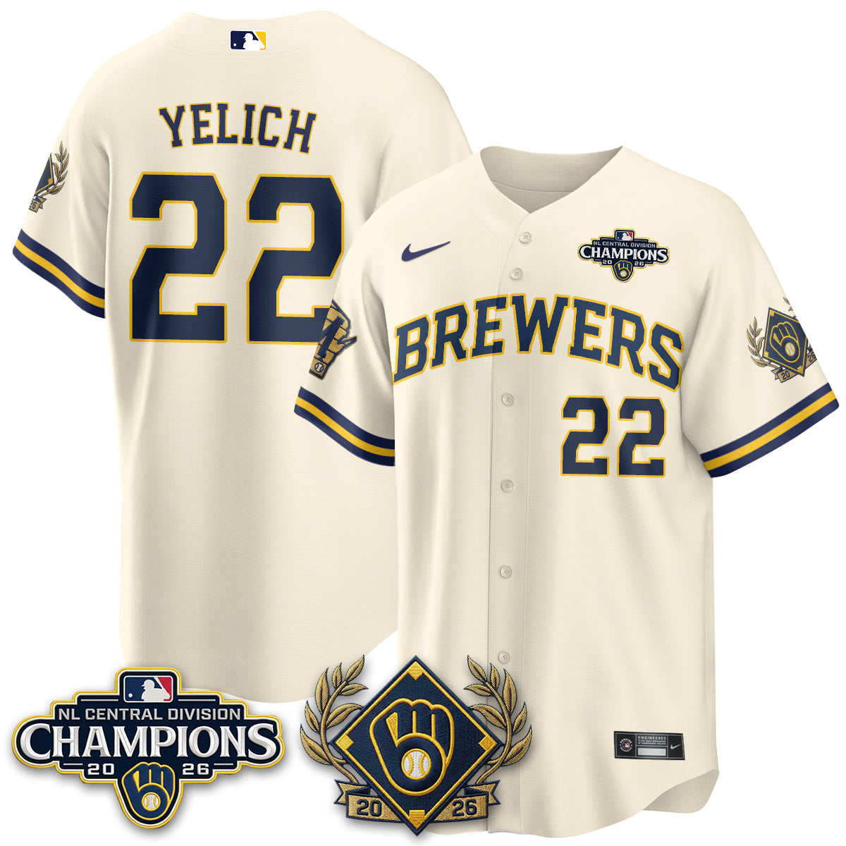 Milwaukee Brewers 2026 NL Division Champs Vapor Jersey - Stitched
