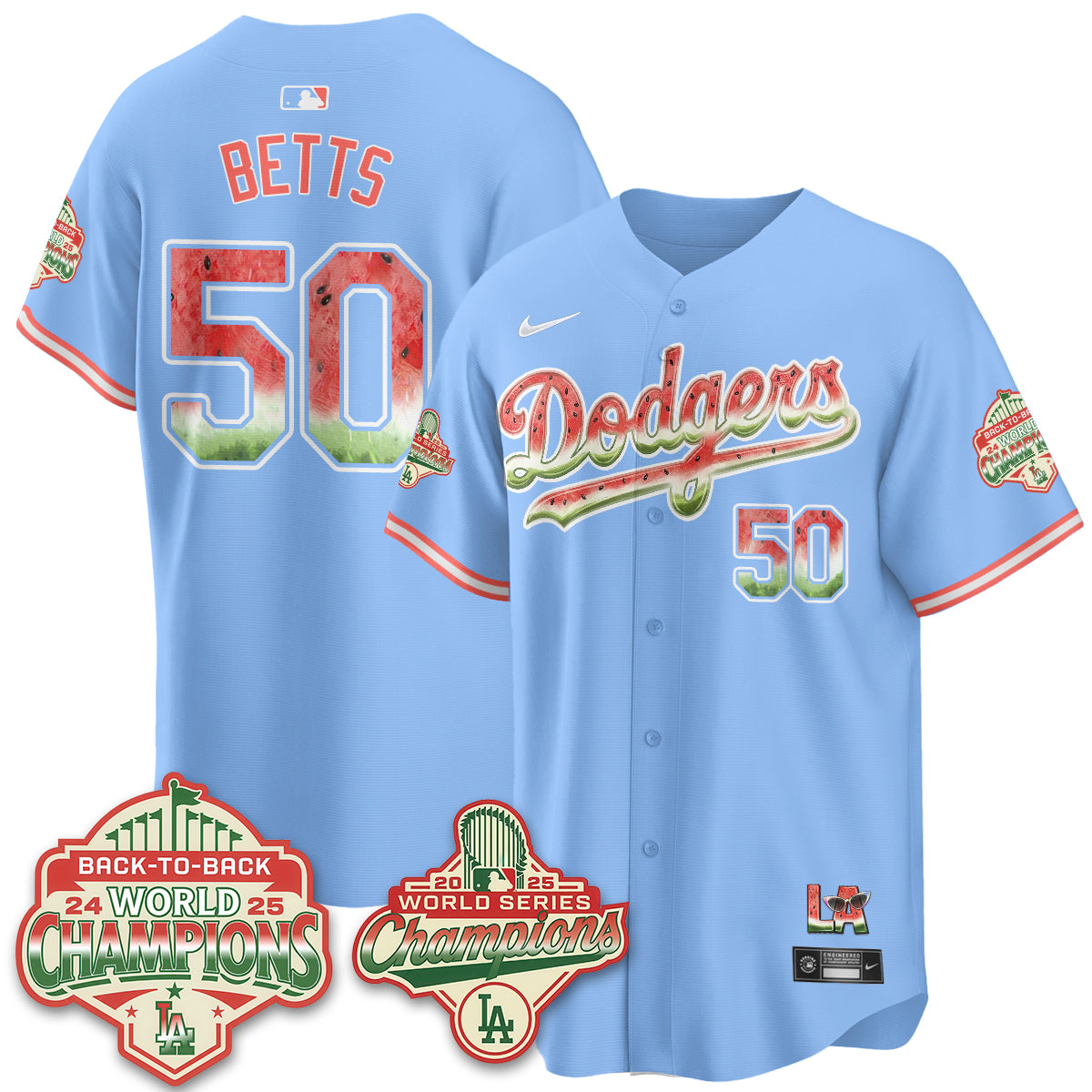 Los Angeles Dodgers National Watermelon Day Vapor Jersey - Stitched