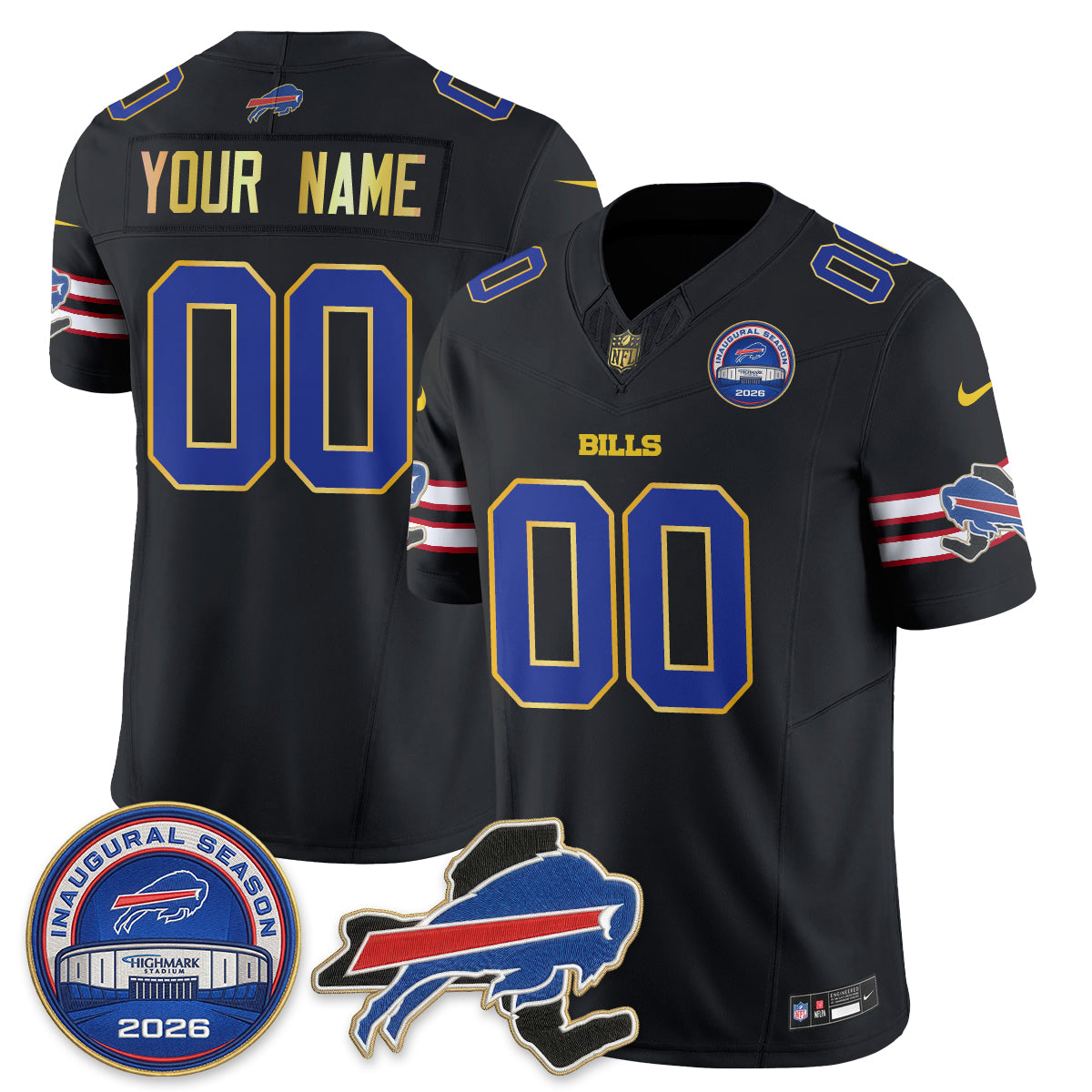 Buffalo Bills 2026 Gold Trim Edition Vapor Custom Jersey - Stitched