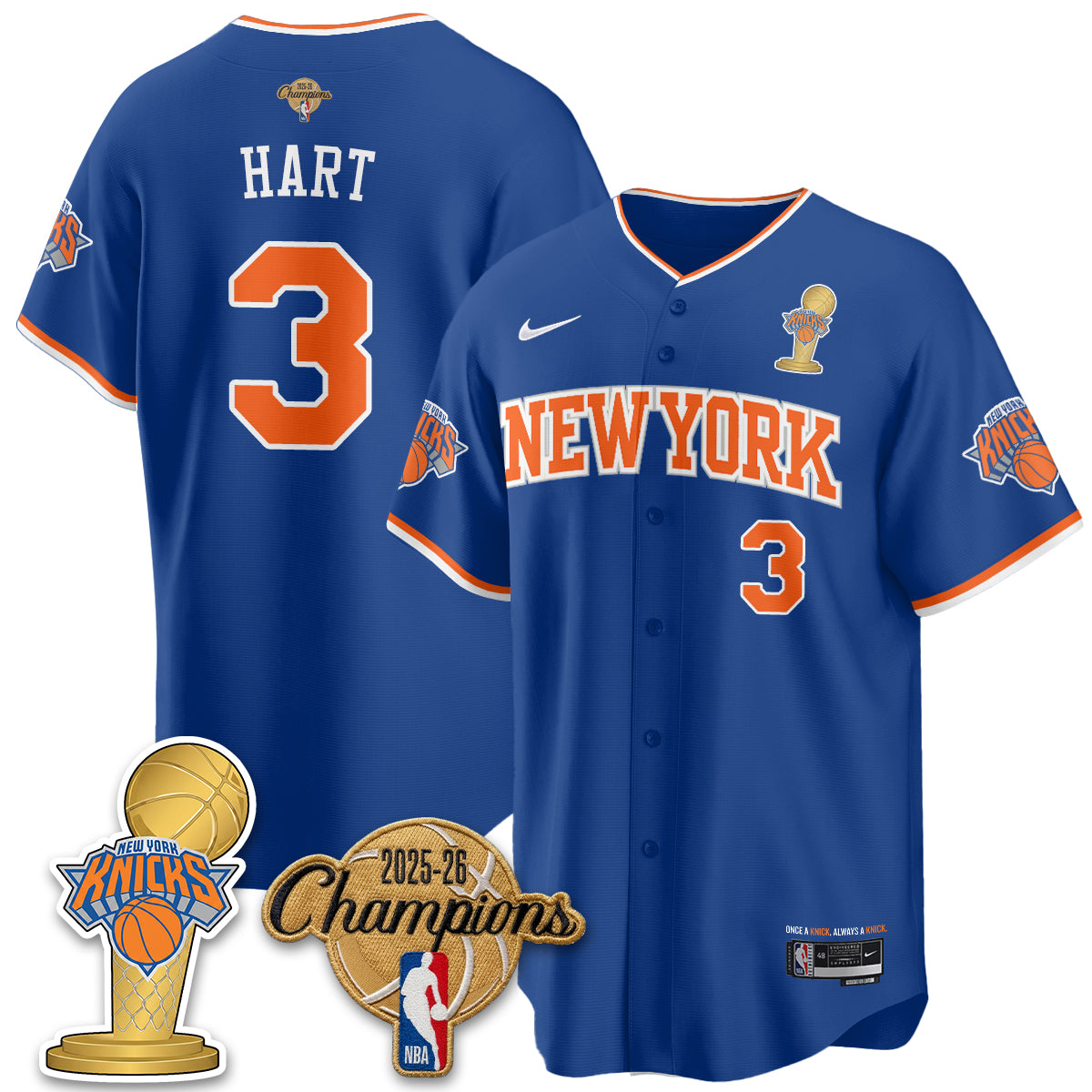 NYK 2026 NBA Champions Vapor Black Gold Jersey - Stitched