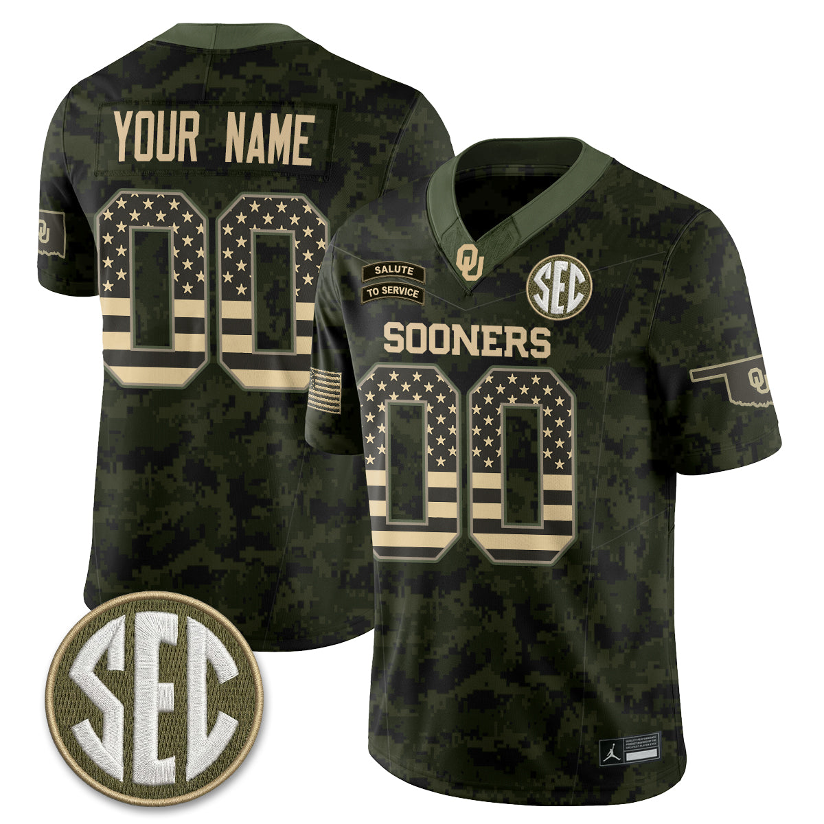 OU 2026 Salute to Service Vapor Custom Jersey - Stitched