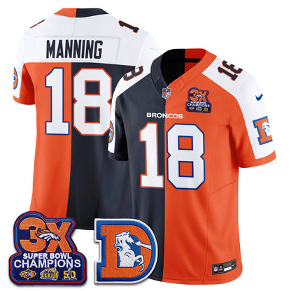 Denver Broncos Throwback Split Vapor Jersey - Stitched