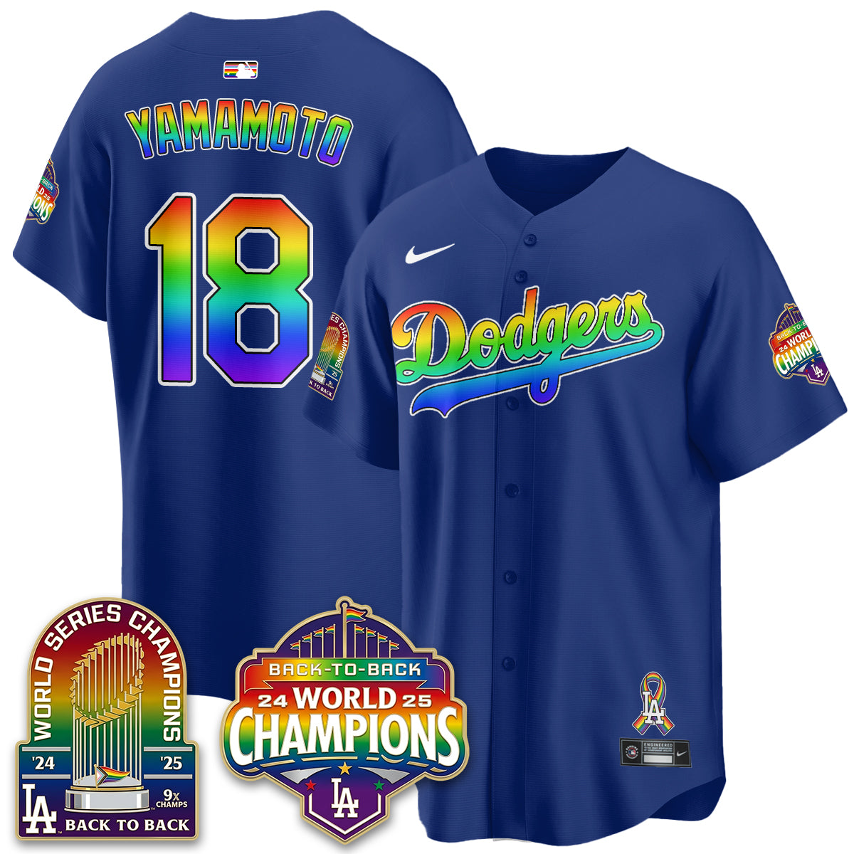 Los Angeles Dodgers Happy Pride Month Vapor Jersey - Stitched