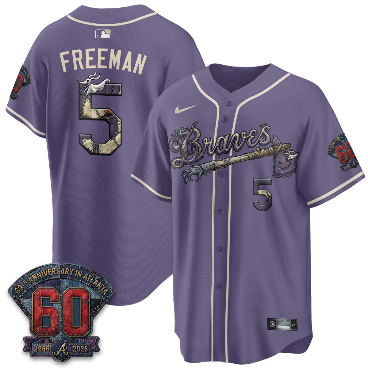 Atlanta Braves Nightmare Edition Vapor Jersey - Stitched