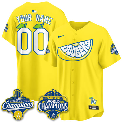 Los Angeles Dodgers Lemonade Collection Vapor Custom Jersey - Stitched