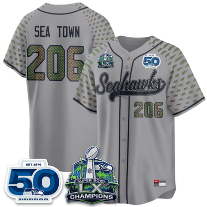 Seattle Seahawks SB LX Champs Vapor Baseball Jersey - Stitch