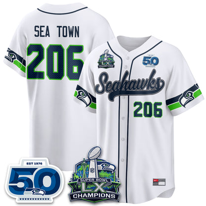 Seattle Seahawks SB LX Champs Vapor Baseball Jersey - Stitch