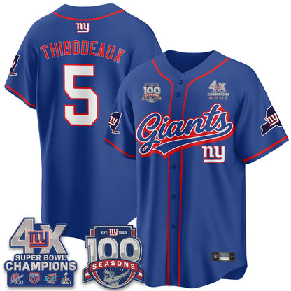 New York Giants 4X Champs & 100 Anniversary Vapor Baseball Jersey V2- Stitched