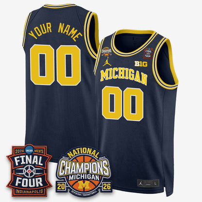 MICH Basketball National Champions Big Text Limited Vapor Custom Jersey - All Stitched
