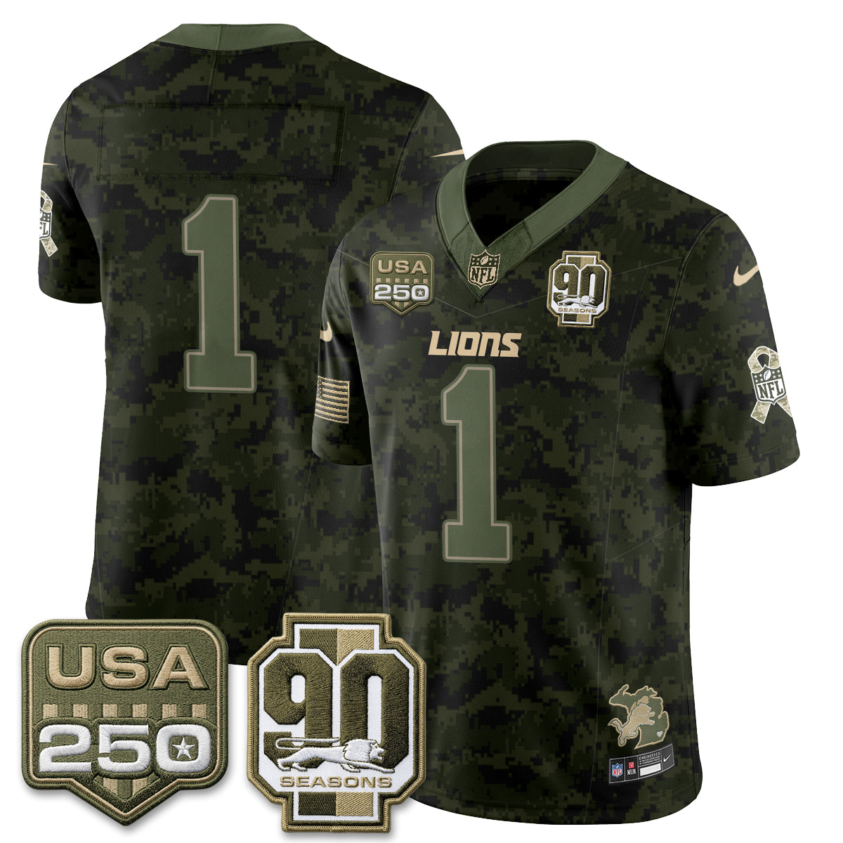 Detroit Lions 2026 Salute to Service Vapor Jersey - Stitched