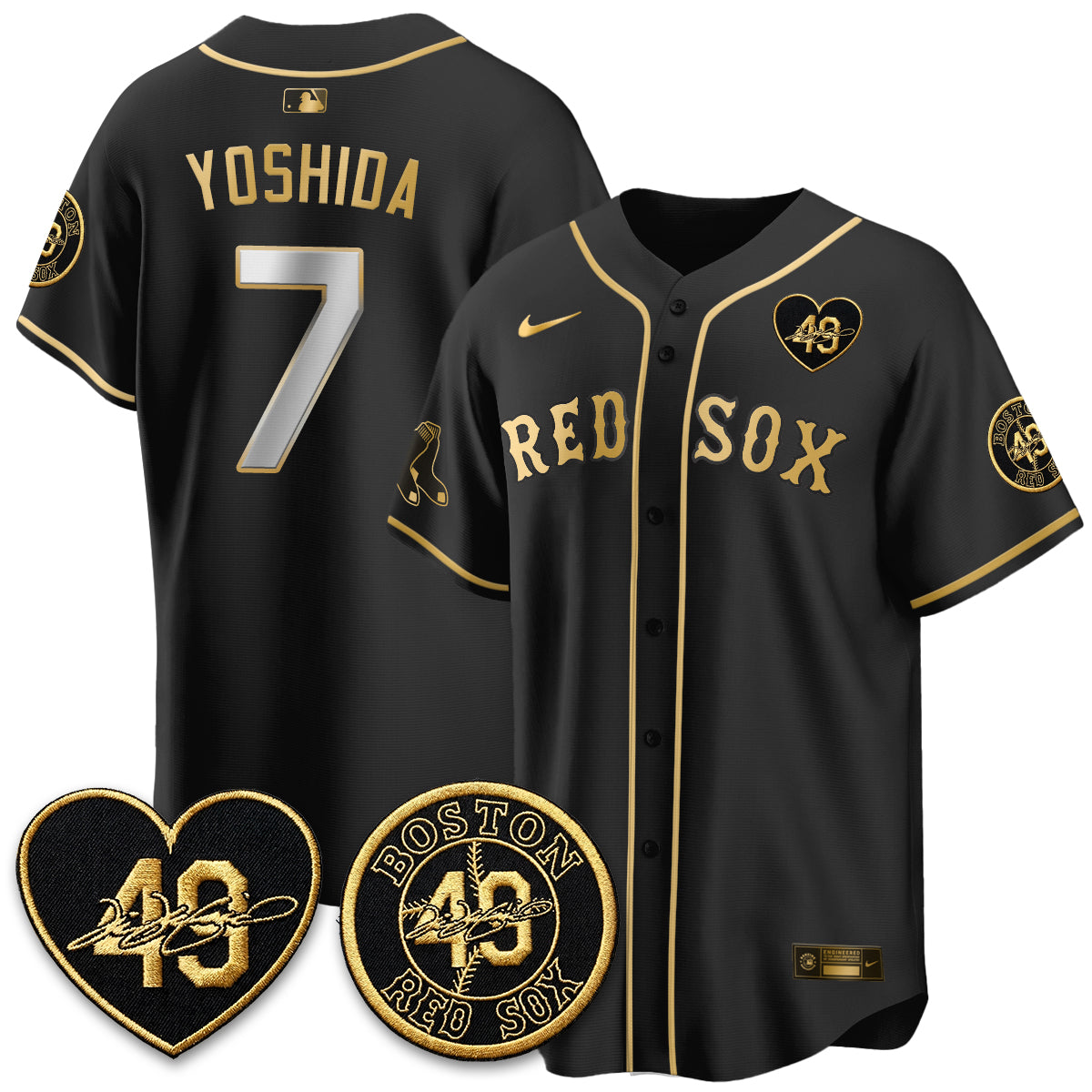 BOS Tim Wakefield Memorial Patch Vaper Premier Limited Red Jersey - All Stitched