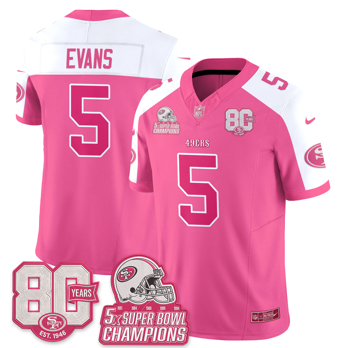 San Francisco 49ers Pink Edition Vapor Jersey - Stitched