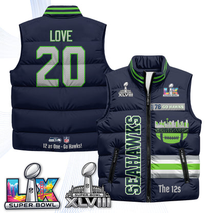 Seattle Seahawks "Go Hawks" Edition Puffer Vest - Printed