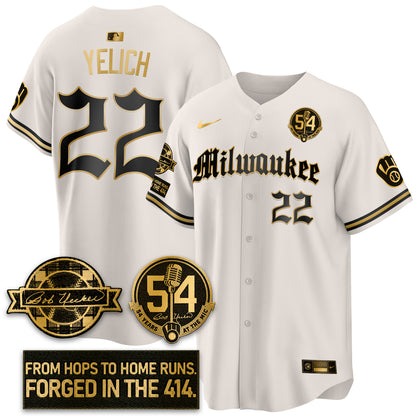 MIL Bob Uecker Patch Vapor Premier Limited Jersey - Gothic Edition - All Stitched