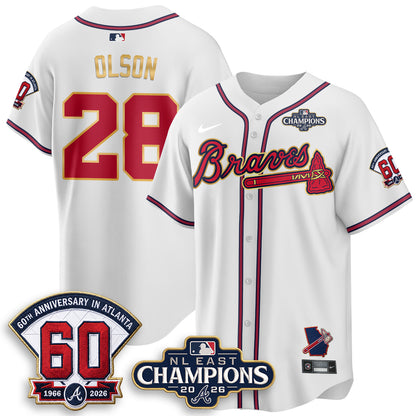 Atlanta Braves 2026 NL East Champs Gold Edition Vapor Jersey - Stitched