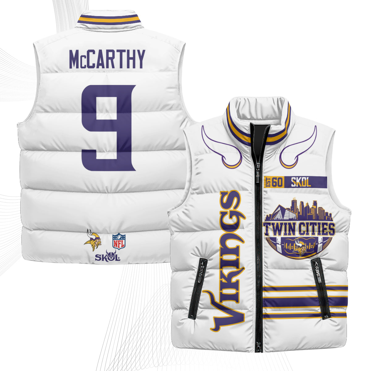 Minnesota Vikings Twin City Puffer Vest - Printed
